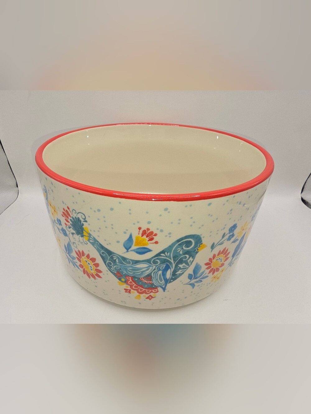 Pioneer Woman Mazie 7" Round Ceramic Nesting Bowl Birds Flowers - Picture 1 of 4